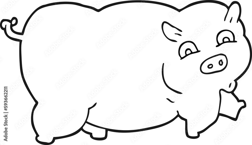 black and white cartoon pig black and white cartoon pig
