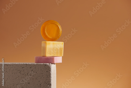 Tower stack of different handmade soaps