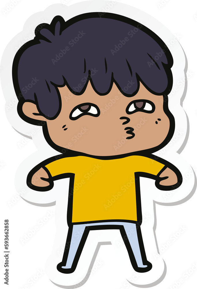 sticker of a cartoon curious man sticker of a cartoon curious man