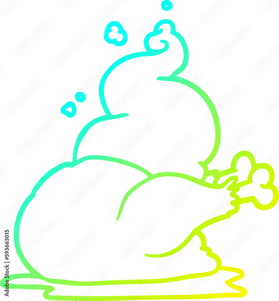 Fototapeta premium cold gradient line drawing whole cooked chicken