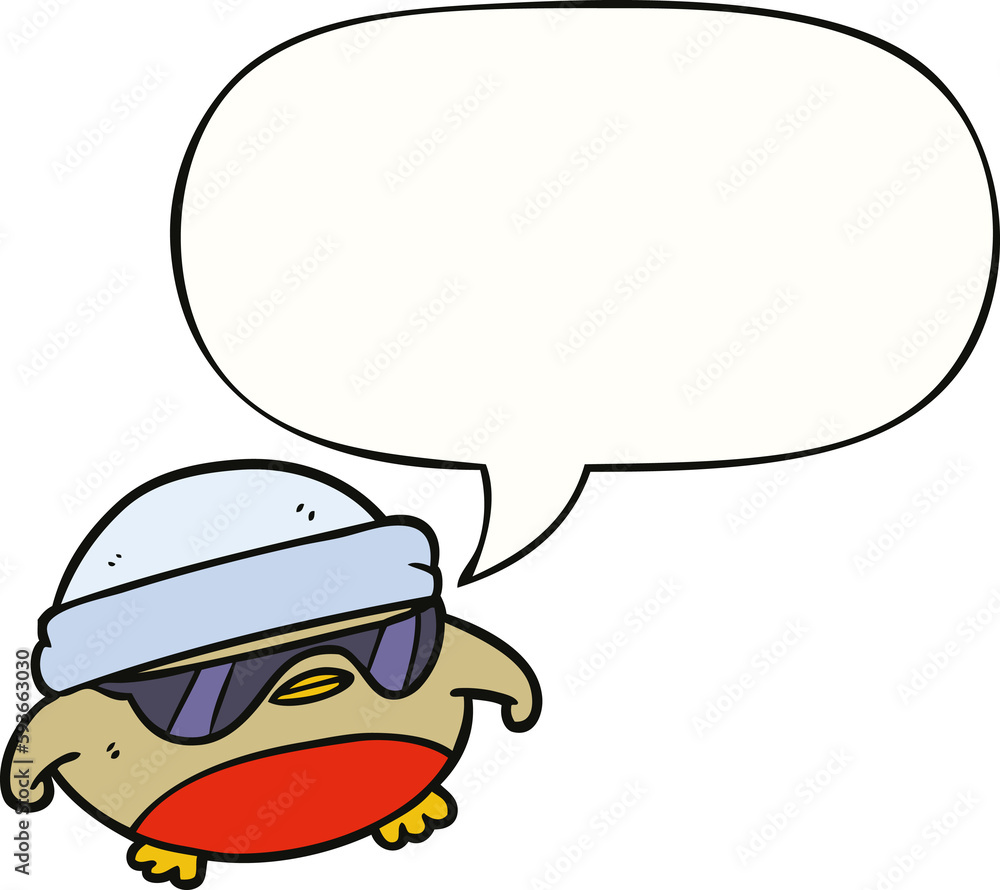 cool christmas robin cartoon and sunglasses and speech bubble cool christmas robin cartoon and sunglasses and speech bubble