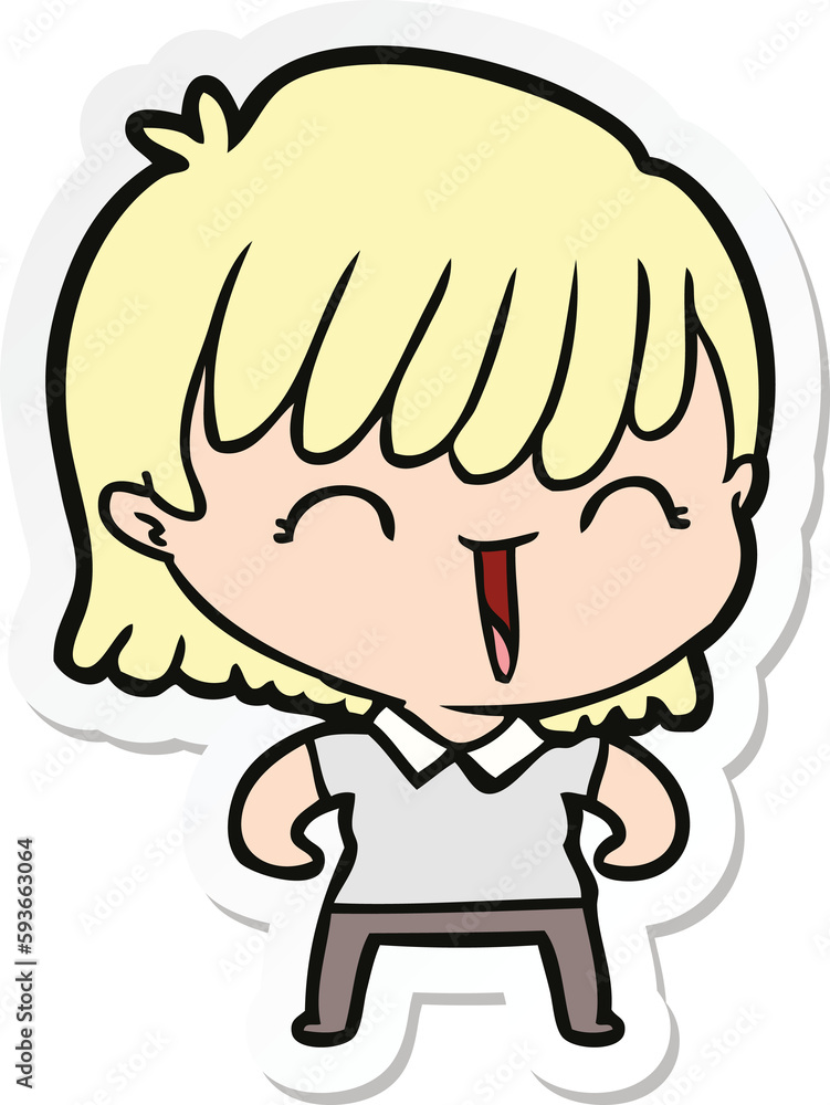 sticker of a cartoon woman