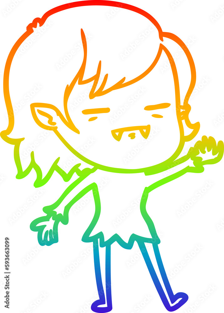 rainbow gradient line drawing cartoon undead vampire girl rainbow gradient line drawing cartoon undead vampire girl