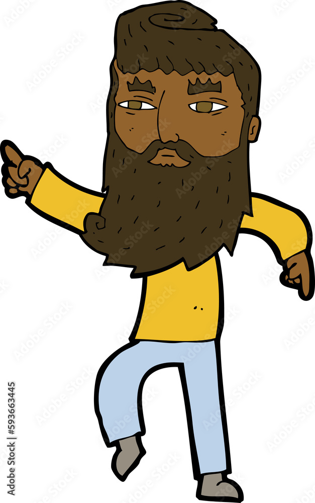 cartoon bearded man pointing the way