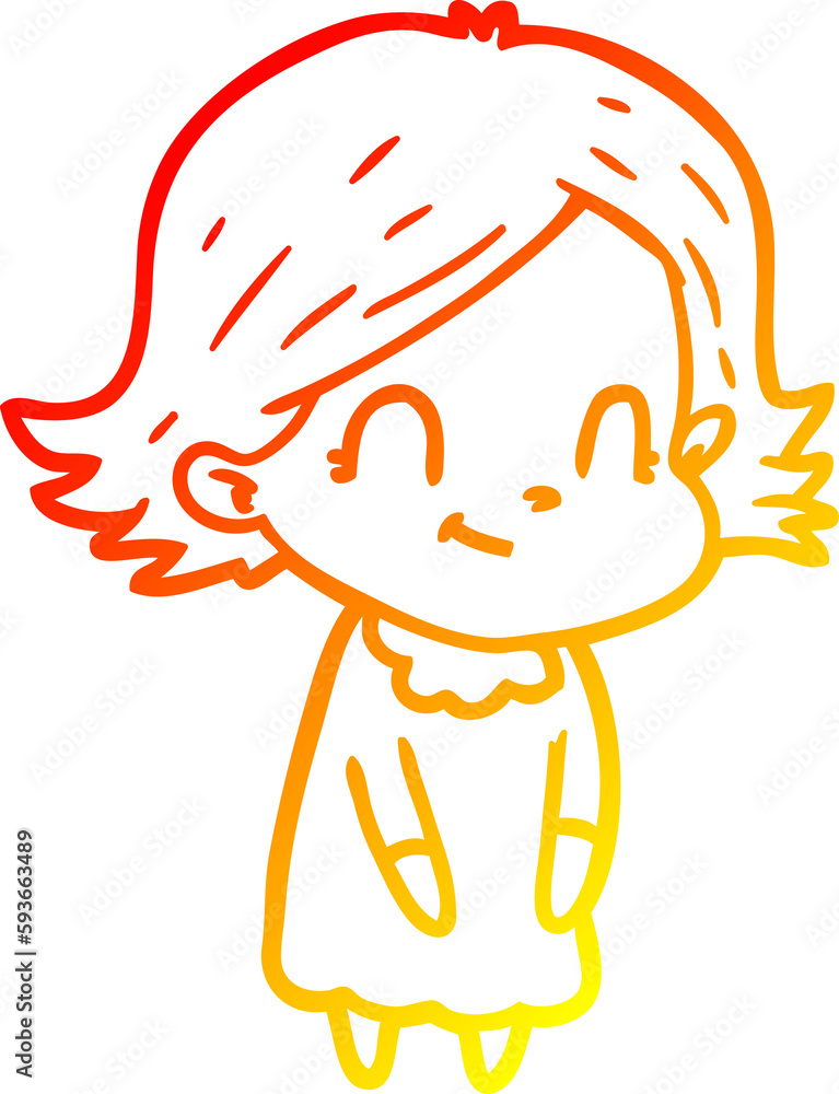 warm gradient line drawing cartoon friendly girl warm gradient line drawing cartoon friendly girl