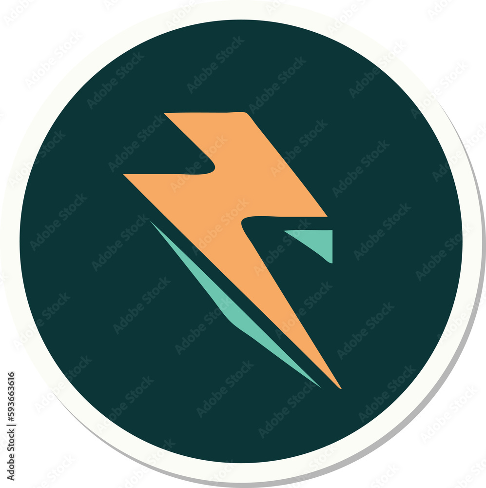 tattoo style sticker of lightning  bolt
