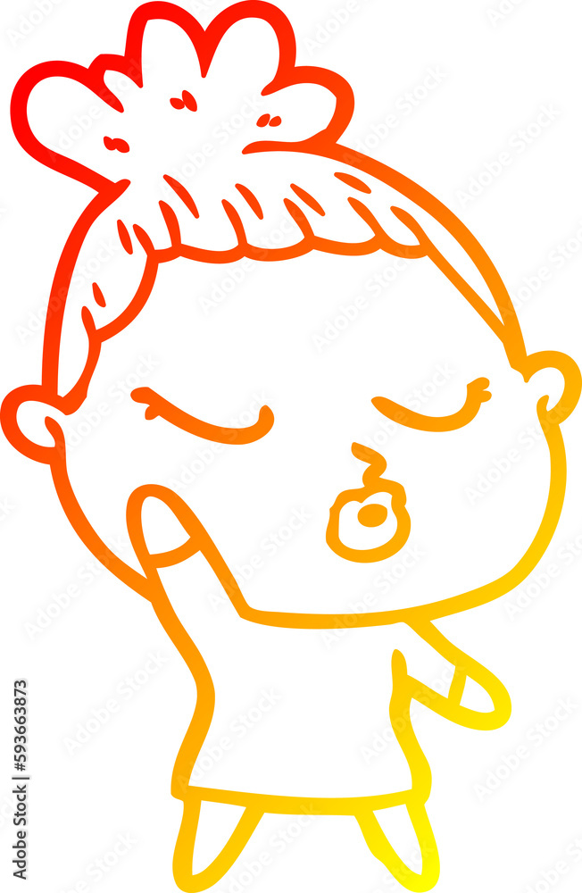 warm gradient line drawing cartoon calm woman warm gradient line drawing cartoon calm woman