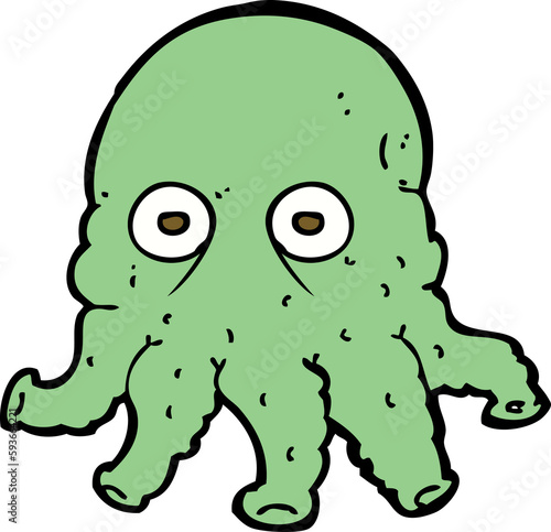 cartoon alien squid face