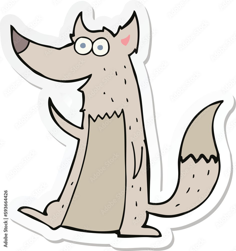 sticker of a cartoon wolf sticker of a cartoon wolf