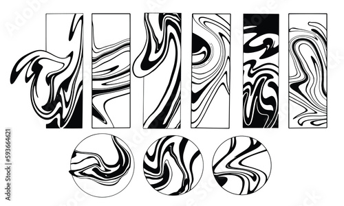 Set with hand drawn rave style psychedelic texture shapes, isolated vector illustration for posters, brochures, invitations