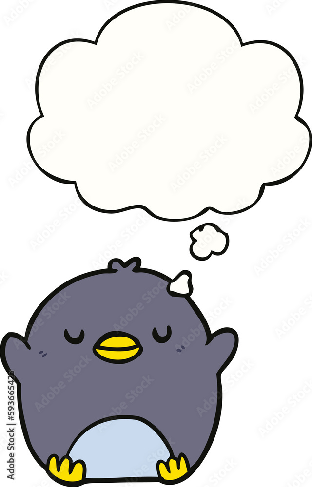 cartoon penguin and thought bubble cartoon penguin and thought bubble