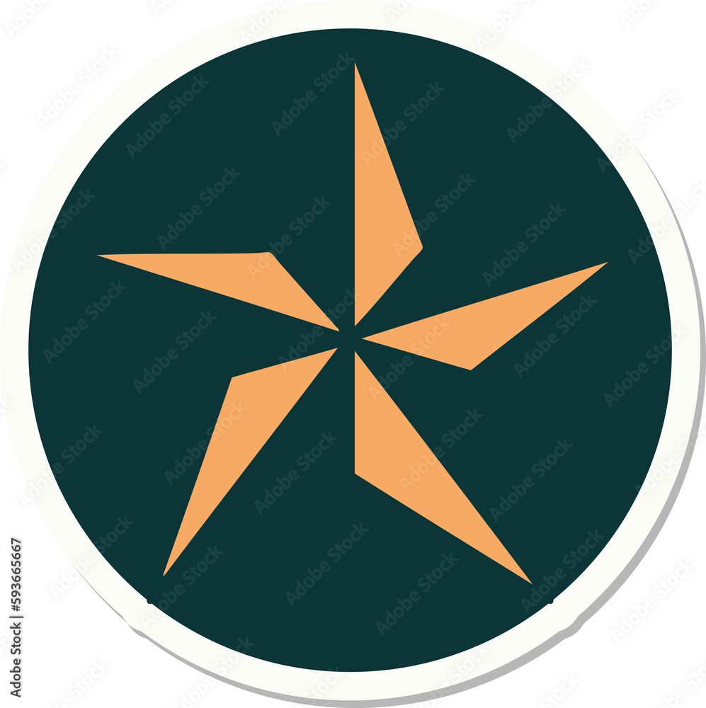 tattoo style sticker of a star tattoo style sticker of a star