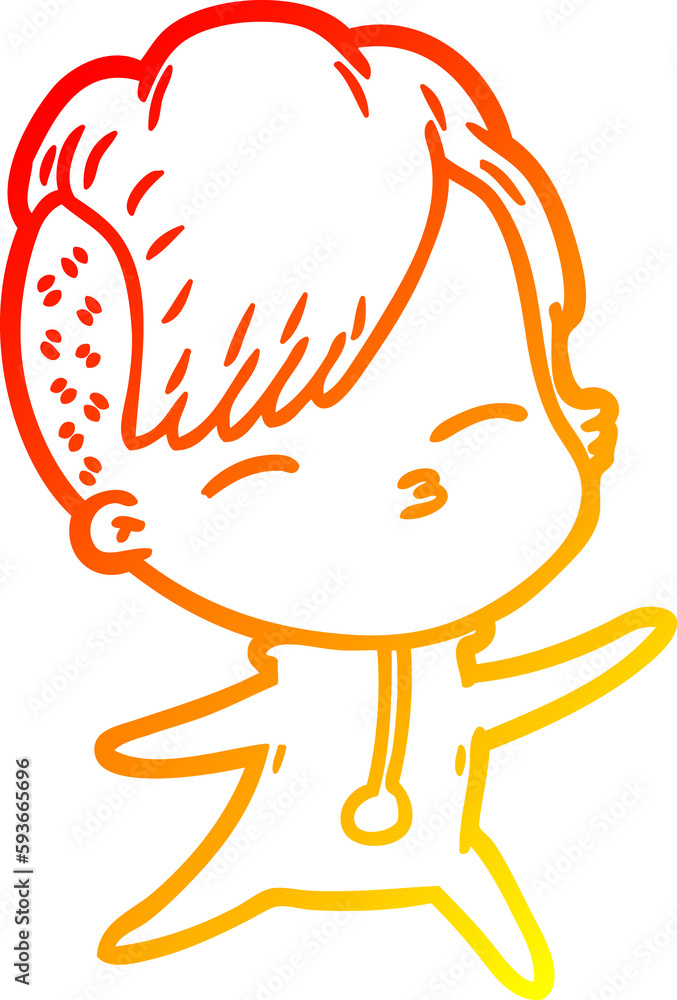 warm gradient line drawing cartoon squinting girl warm gradient line drawing cartoon squinting girl