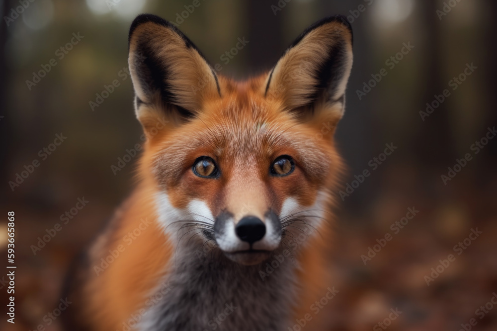 beautiful red fox looking at the camera.