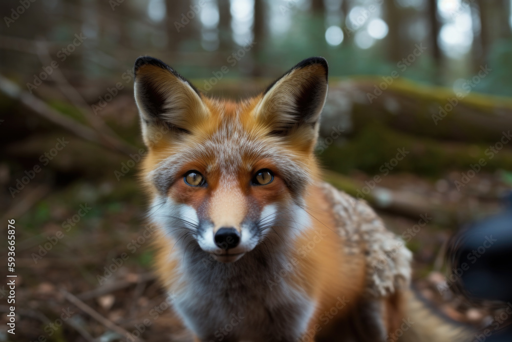 Obraz premium beautiful red fox looking at the camera.