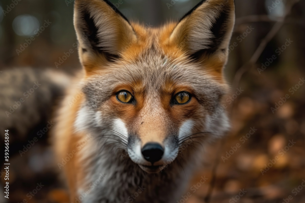 beautiful red fox looking at the camera. - obrazy, fototapety, plakaty 