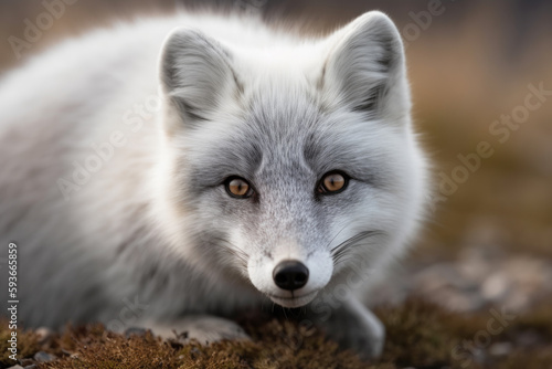 beautiful arctic fox looking at the camera.