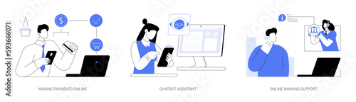 Online banking service abstract concept vector illustrations.