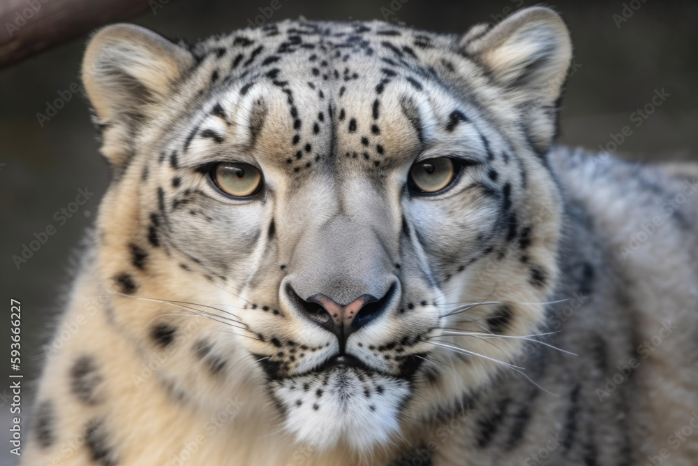 Obraz premium snow Leopard looking at the camera.