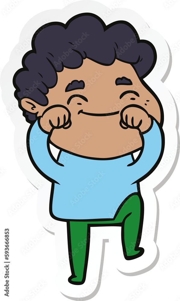 sticker of a cartoon friendly man