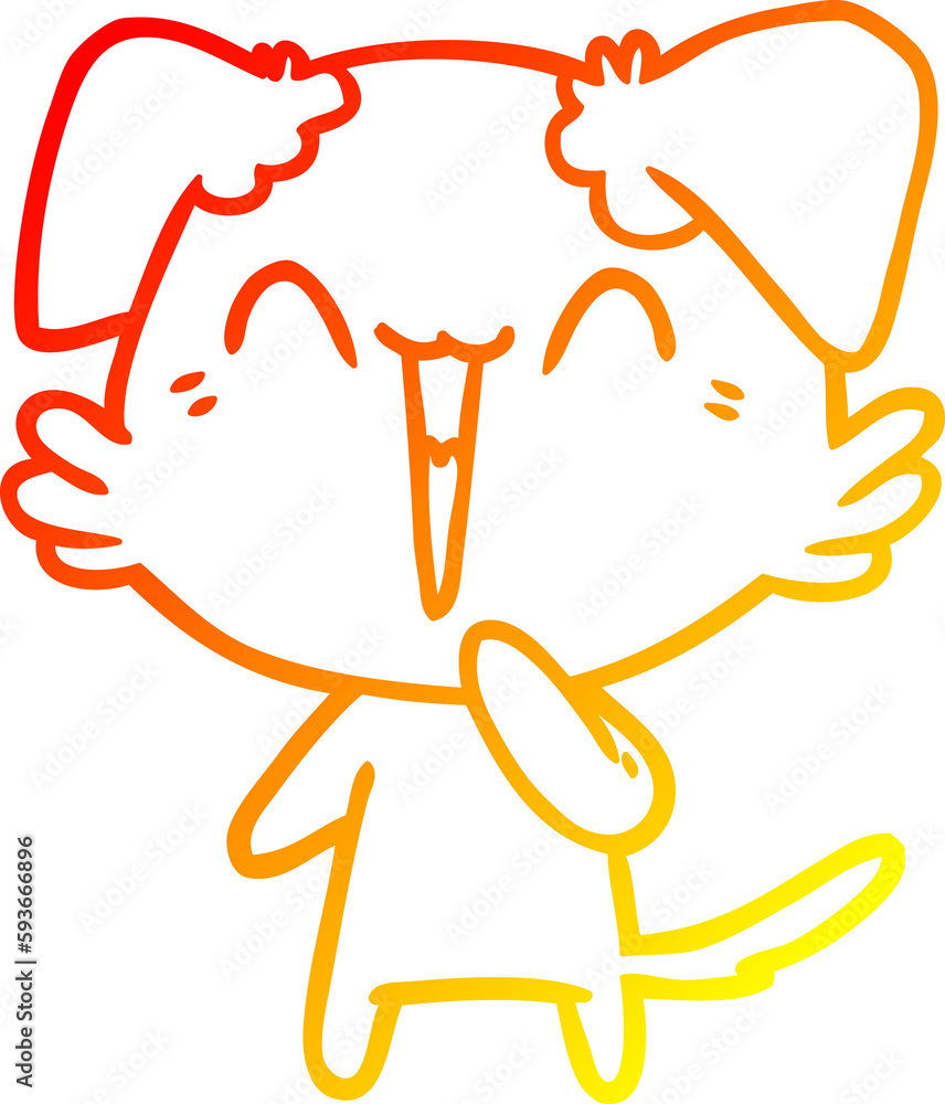 warm gradient line drawing laughing little dog cartoon warm gradient line drawing laughing little dog cartoon
