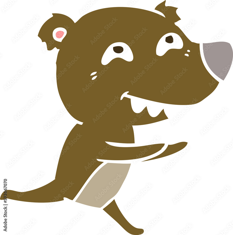 Fototapeta premium flat color style cartoon bear running