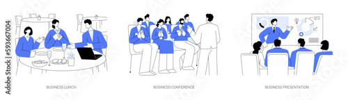 Offline business events abstract concept vector illustrations.