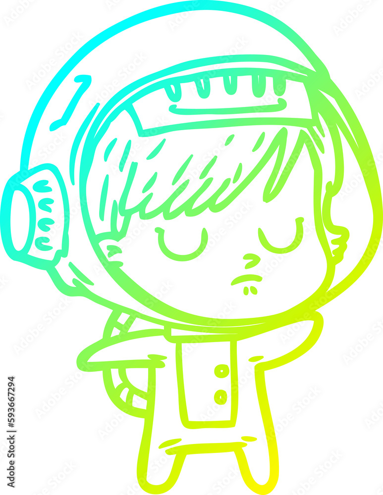 cold gradient line drawing cartoon astronaut woman cold gradient line drawing cartoon astronaut woman