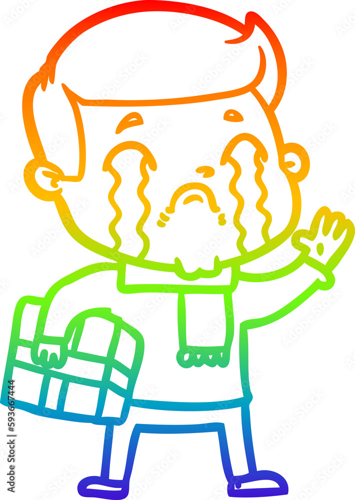 rainbow gradient line drawing cartoon man crying rainbow gradient line drawing cartoon man crying