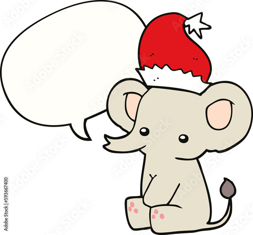 cute christmas elephant and speech bubble