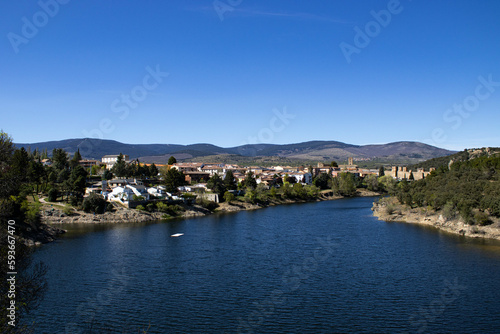 Panoramic view from the river viewpoint of the village of Buitrago del Lozoya. 