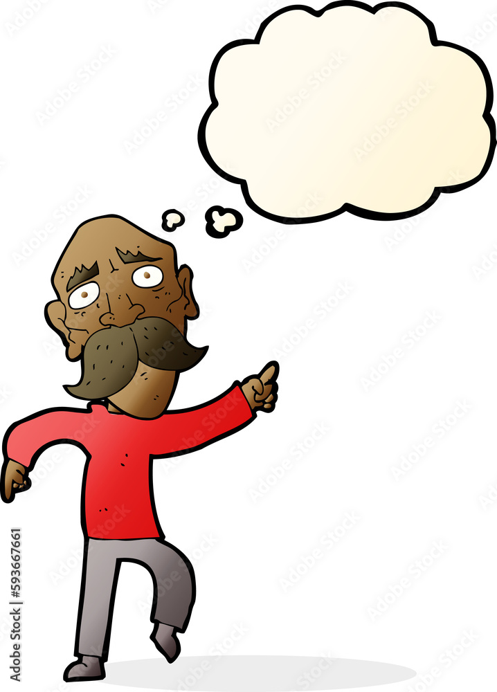 cartoon sad old man pointing with thought bubble cartoon sad old man pointing with thought bubble