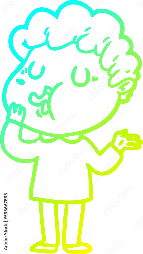 Obraz premium cold gradient line drawing cartoon man singing