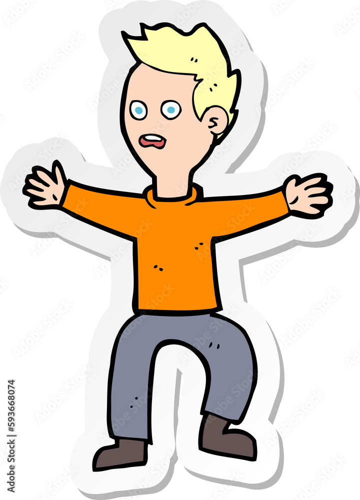 sticker of a cartoon man panicking