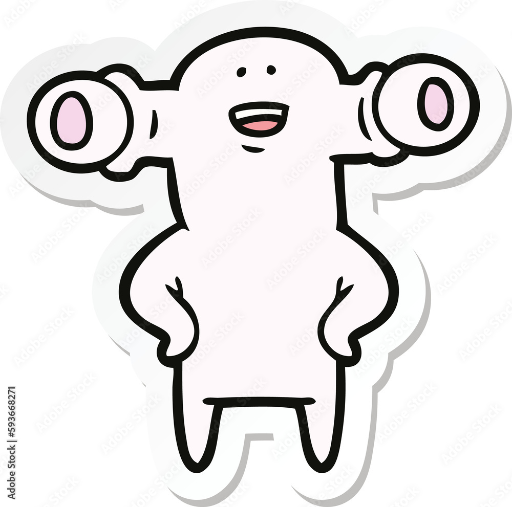 Fototapeta premium sticker of a friendly cartoon alien