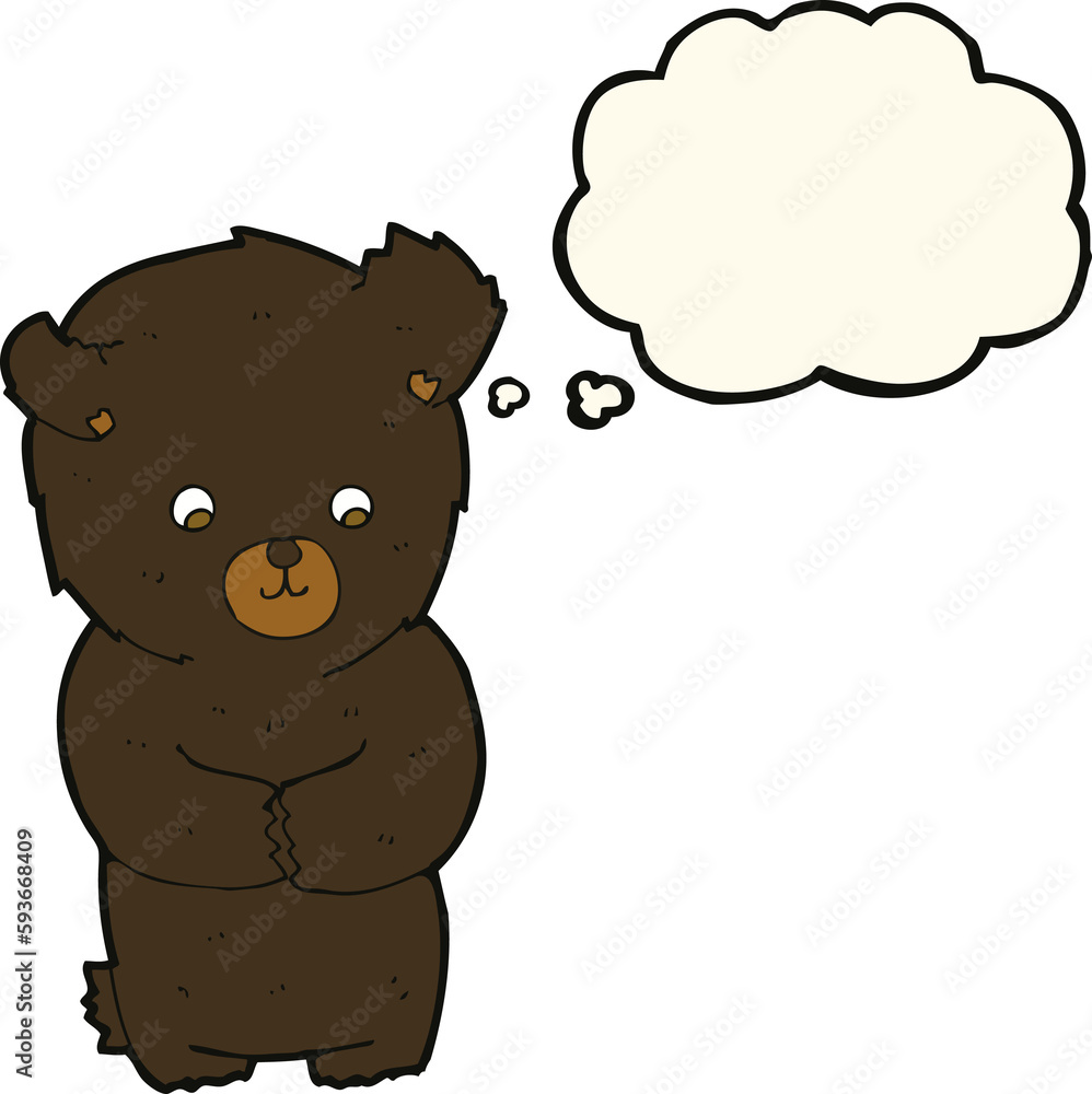 cute cartoon black bear with thought bubble cute cartoon black bear with thought bubble