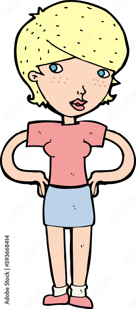 cartoon woman with hands on hips cartoon woman with hands on hips
