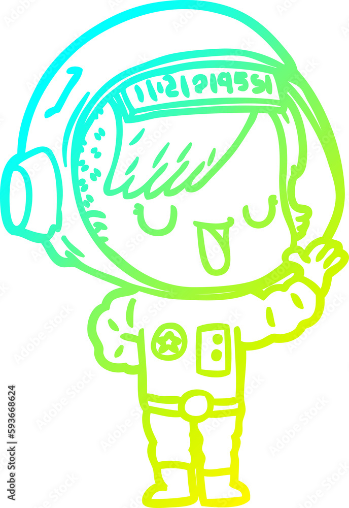 cold gradient line drawing cartoon astronaut woman cold gradient line drawing cartoon astronaut woman