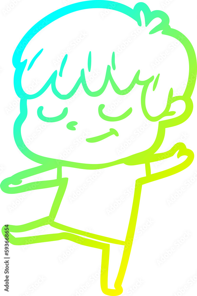 cold gradient line drawing cartoon happy boy cold gradient line drawing cartoon happy boy