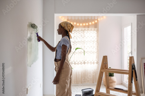 African American woman renewing light room