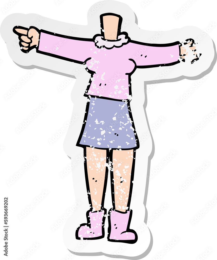 retro distressed sticker of a cartoon female body