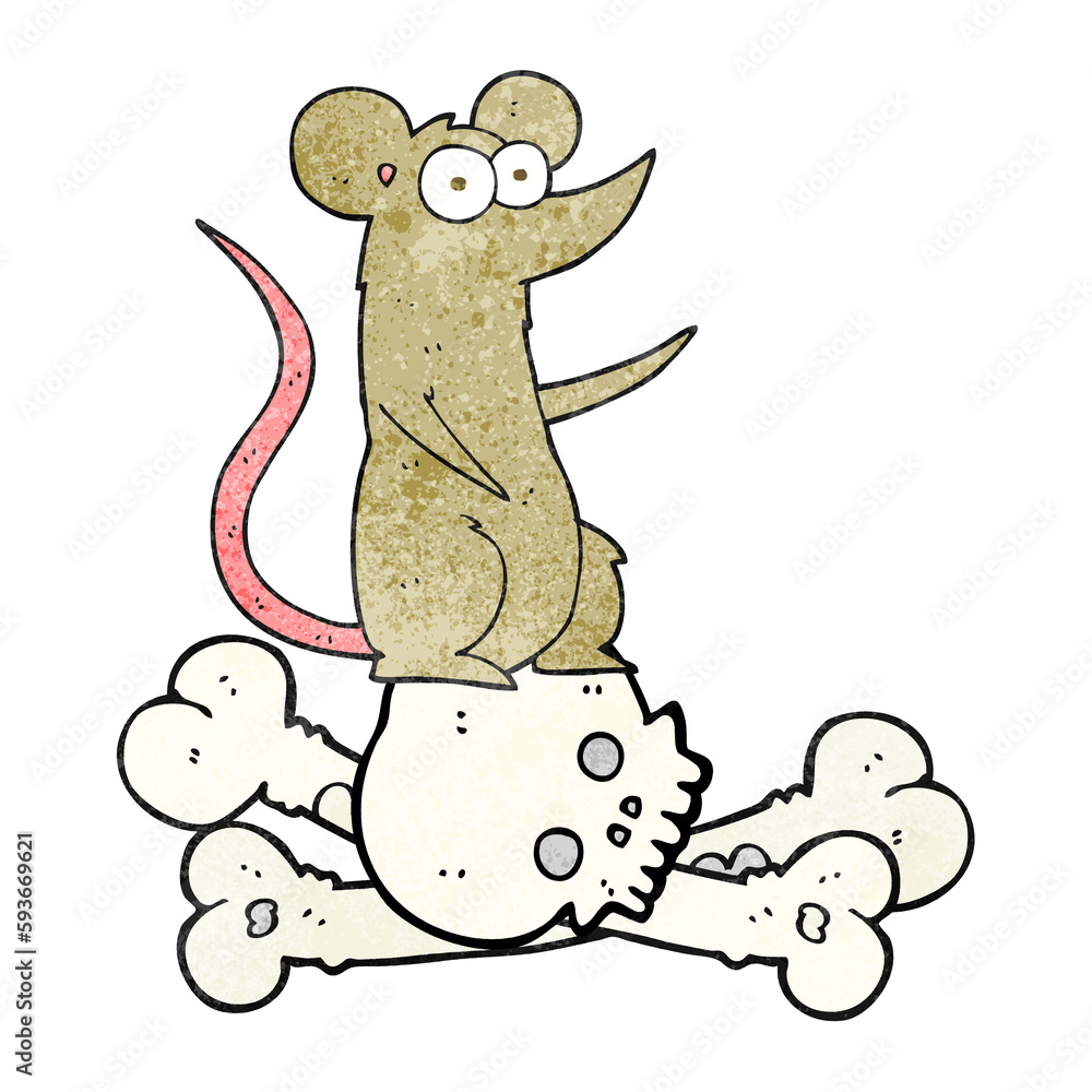 textured cartoon rat on bones textured cartoon rat on bones