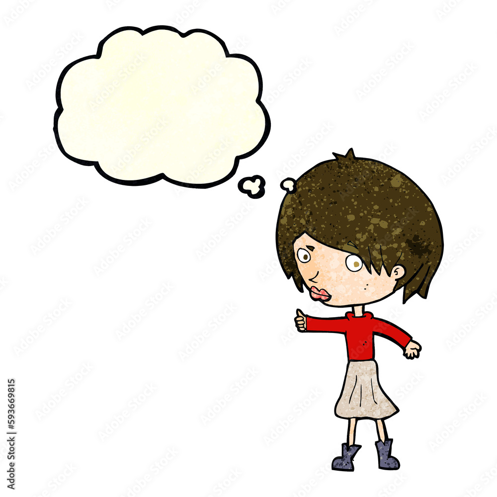 cartoon woman raising eyebrow with thought bubble cartoon woman raising eyebrow with thought bubble