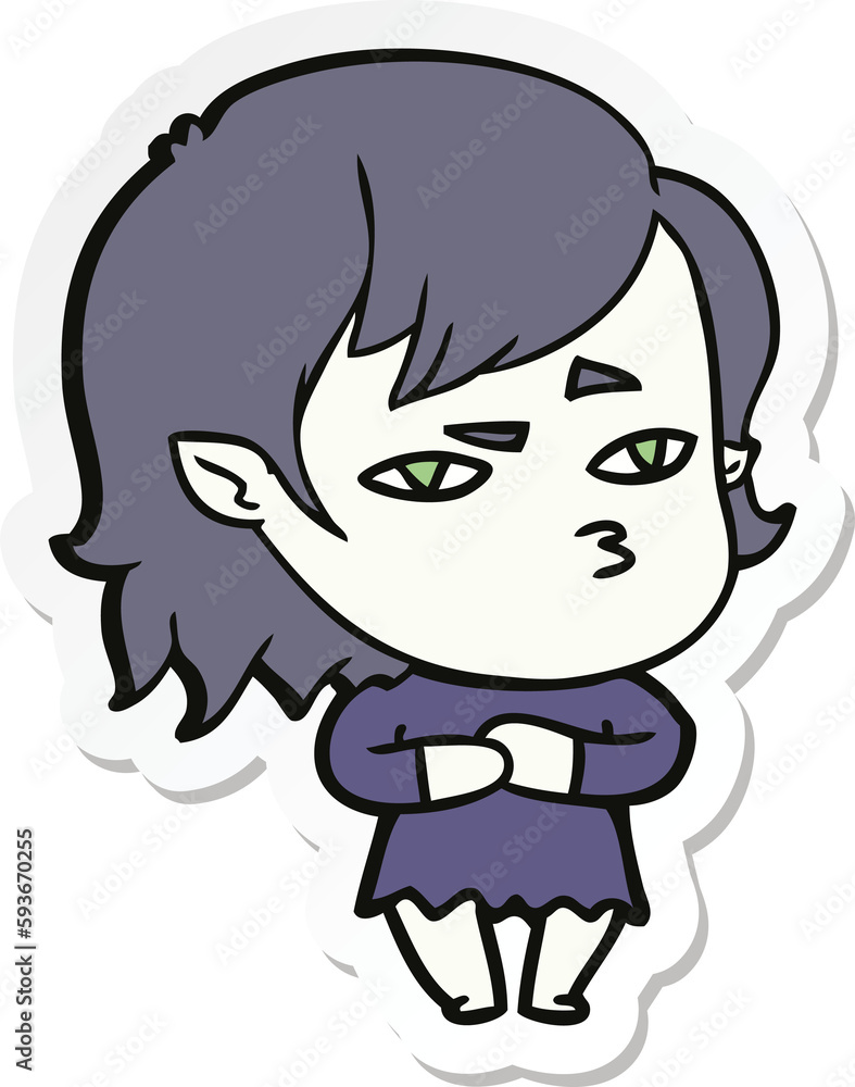 sticker of a cartoon vampire girl sticker of a cartoon vampire girl
