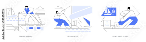 Sailing yacht abstract concept vector illustrations.