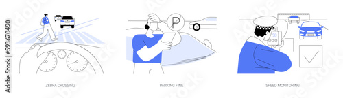 Traffic regulation abstract concept vector illustrations.