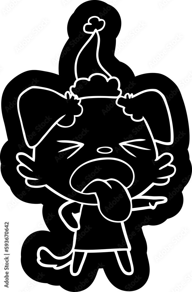 cartoon icon of a disgusted dog wearing santa hat cartoon icon of a disgusted dog wearing santa hat