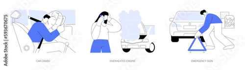 Road accident abstract concept vector illustrations.