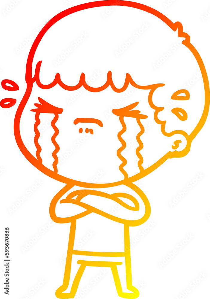 warm gradient line drawing cartoon man crying warm gradient line drawing cartoon man crying