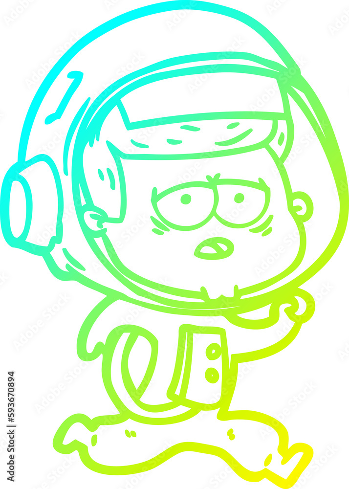 cold gradient line drawing cartoon tired astronaut cold gradient line drawing cartoon tired astronaut